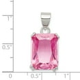 thumbnail image 3 of Sterling Silver Rectangle Pink CZ Pendant QP1000, 3 of 4