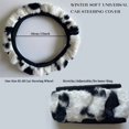thumbnail image 2 of Universal Black Cute Fluffy Plush Cow Car Steering Wheel Cover Lady Women Gift, 2 of 7