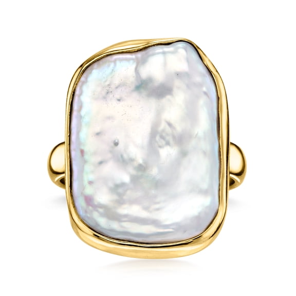 Ross-Simons 19x14mm Cultured Pearl Ring in 18kt Gold Over Sterling, Women's, Adult