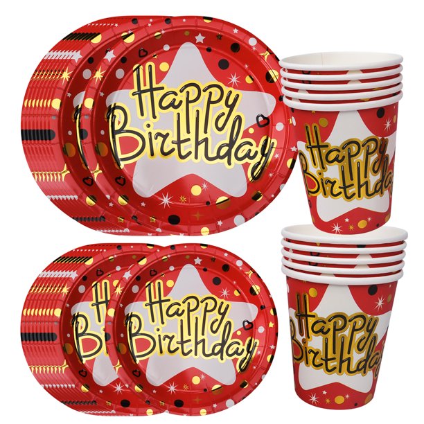 Party Tableware Set, Happy Birthday Paper Tableware Includes Plates