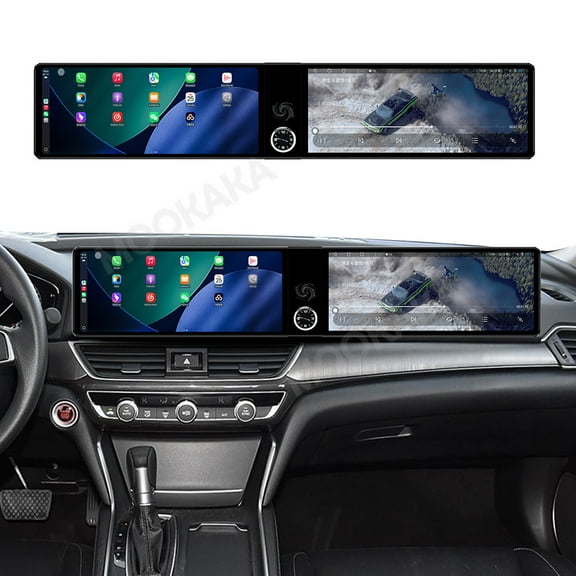 MOOKAKA Dual 12.3 inch Carplay Screen/Radio/Multimedia Player for Honda Insight/Accord 2018-2022 Models Universal Car Navigation/GPS Upgrade Headunit Android Display 1080P Touch Screen Replace System