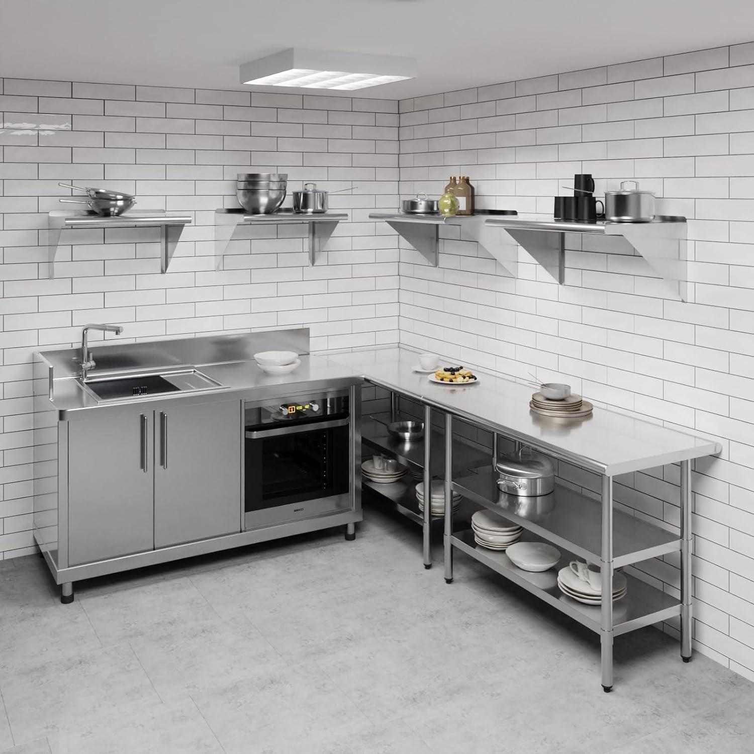 Springg 18 in. x 30 in. Stainless Steel Wall Shelf | NSF | Metal Shelving | Garage, Laundry, Storage, Utility Room | Restaurant, Commercial Kitchen
