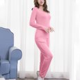 thumbnail image 3 of cfhntfmh Pajama Sets for Women Crewneck Long Sleeve Sleepwear Tops Comfy Long Pants Sleepwear Soft Sets with Padded, 3 of 6