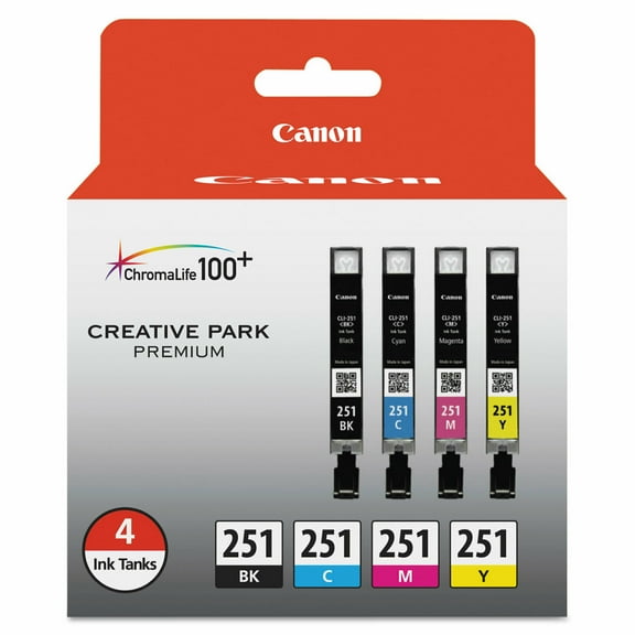 Canon 6513B004 (Cli-251) Chromalife100  Ink Black/Cyan/Magenta/Yellow 4/Pk