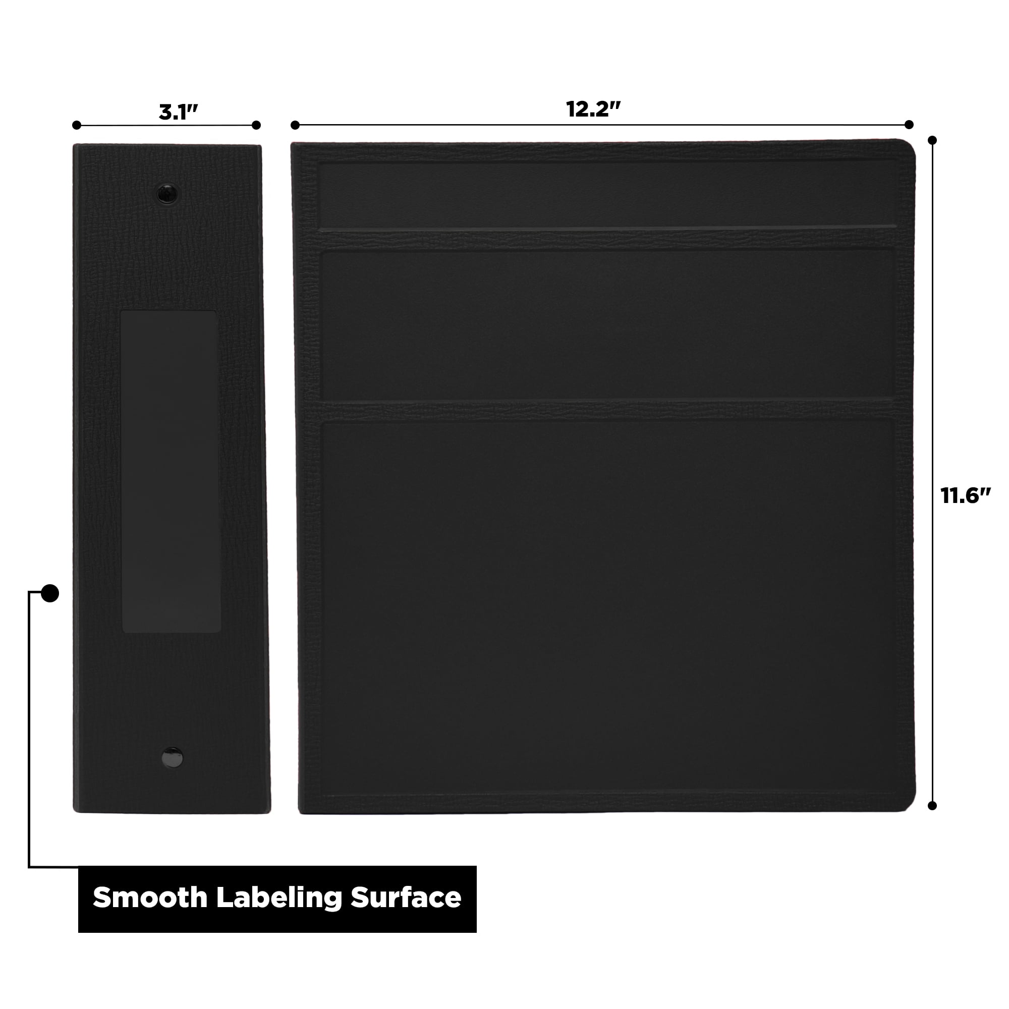Carstens 3-Inch Heavy Duty 3-Ring Binder - Side Opening, Black