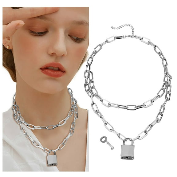 PPgejGEK Women's Jewelry Fashion Lock Key Necklace Sweater Chain Fashion Accessories for Valentine's Day Mother's Day Christmas Birthday Gifts 0