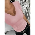 thumbnail image 2 of Vafful Womens Short Sleeve T Shirts Tops V Neck Summer Short Sleeve Sexy Shirts Casual Slim Fitted Short Sleeve T Shirts for Women Summer Basic Top Tees T-Shirt for Women Pink, 2 of 7