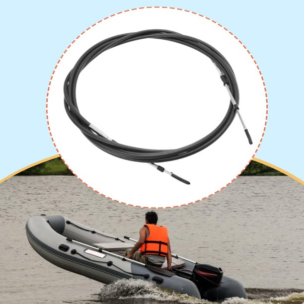Cable de control de aceleración para embarcaciones marinas, engranaje de alto rendimiento, robusto para motores fueraborda. Negro 14 pies