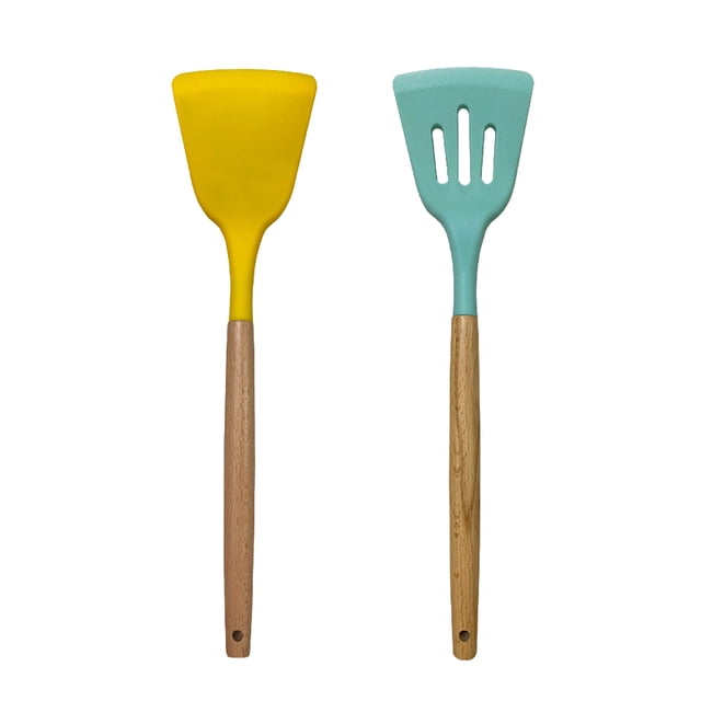 Espátula fijada del silicón de los utensilios de cocina del silicón 2PCS, a prueba de calor y antiadherente para cocinar