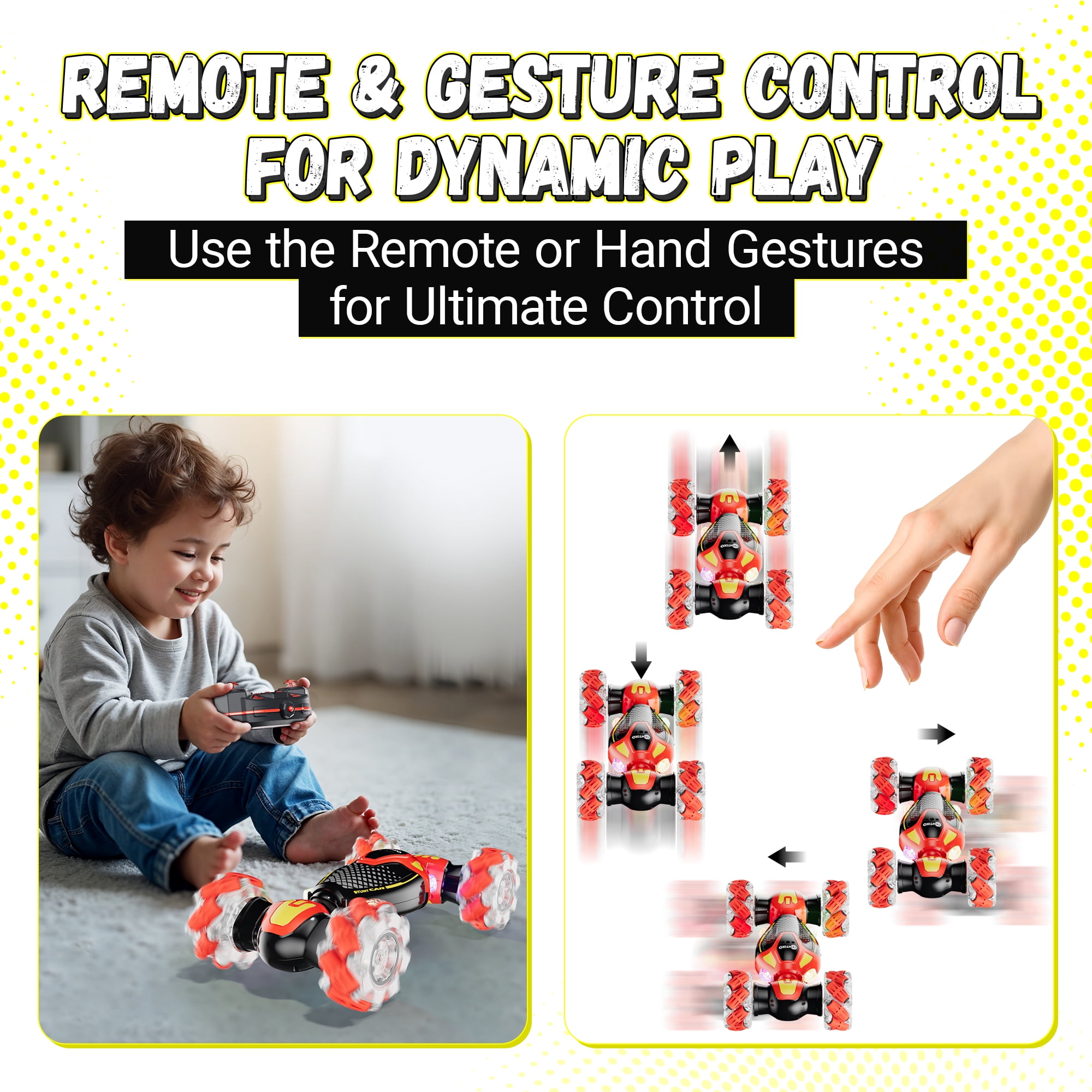 Contixo SC10 Cobra Crawler Stunt Remote Control Cars with 4WD Off-Road Mode and LED Lights, Red
