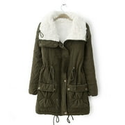 Aboser Womens Winter Coats 2024 Trendy Lapel Parkas Sherpa Fleece Lined Jackets Casual Solid Warm Quilted Jacket Thick Anorak with Pockets