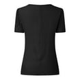 thumbnail image 5 of Zpanxa Summer Tops for Women Large Size Women Lace Solid Splicing Short Sleeve Slim Blouse V-Neck Tops Shirt Womens T Shirts Black M, 5 of 8