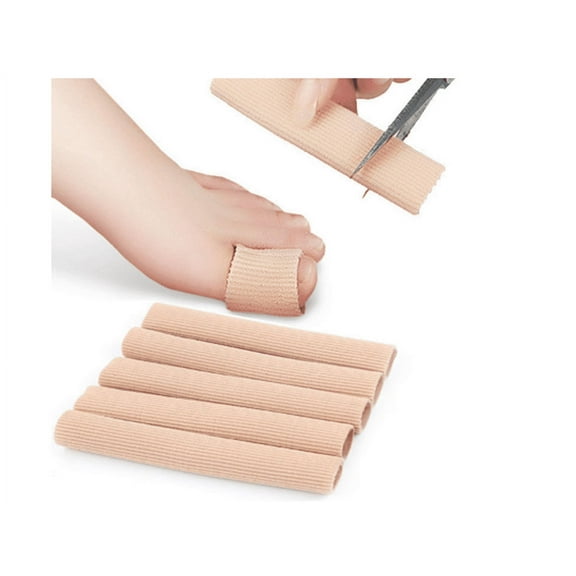 Topboutique Cuttable Toe Tubes 5 Pcs, Made of Elastic Fabric Lined with Silicone Gel. Toe Sleeve Protectors Relief Toe Pressure Pain,Corn and Calluses Remover (for Middle Toes).