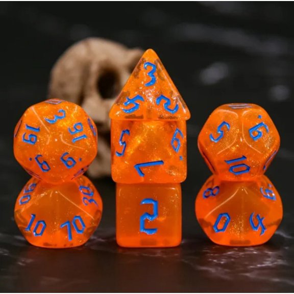 Shimmering Orange/Blue | DnD Dice Set | Dungeons and Dragons | Dice Set | Polyhedral DND Dungeons Dragons RPG d20
