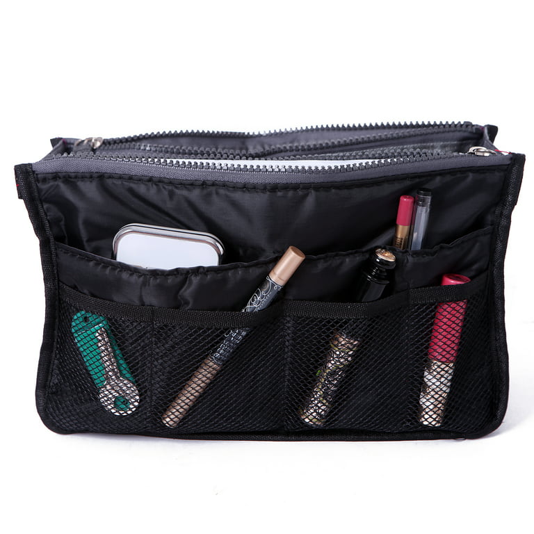 Women Multi-Pocket Travel Handbag Organizer Insert with Zipper Handles Purse  Liner TIKA 