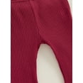 thumbnail image 6 of Bagilaanoe Newborn Baby Girl Flare Pants Solid Color Ribbed Trousers 3M 6M 9M 12M 18M 24M Infant Elastic Waist Fall Bell Bottom Casual Leggings, 6 of 7