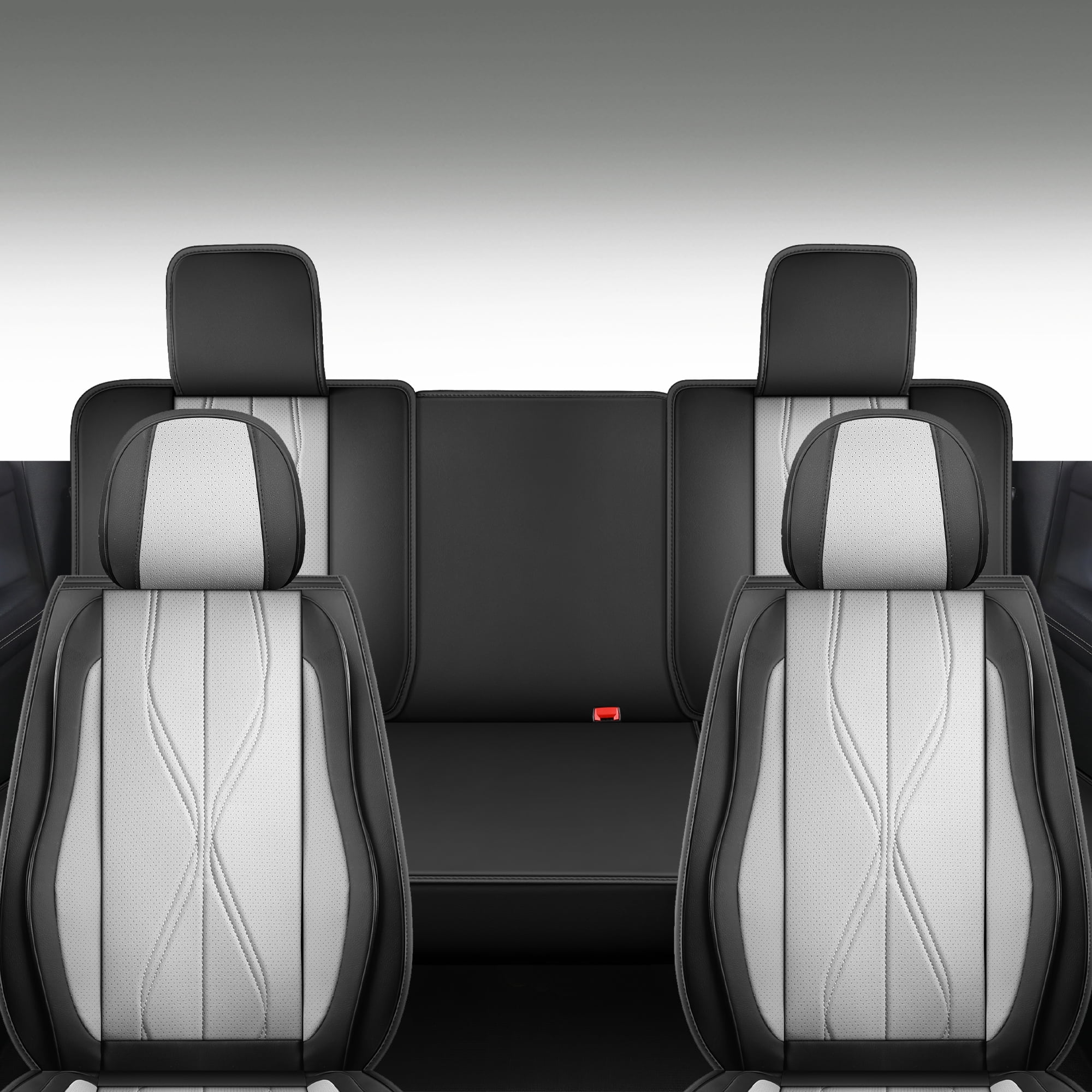 LINGVIDO Waterproof Faux Leather Seat Covers Fit for 2009-2024 Dodge Ram 1500 2500 3500 Seat Cushion Protector Truck Pickup Crew Quad Cab with Split Bench 40/60