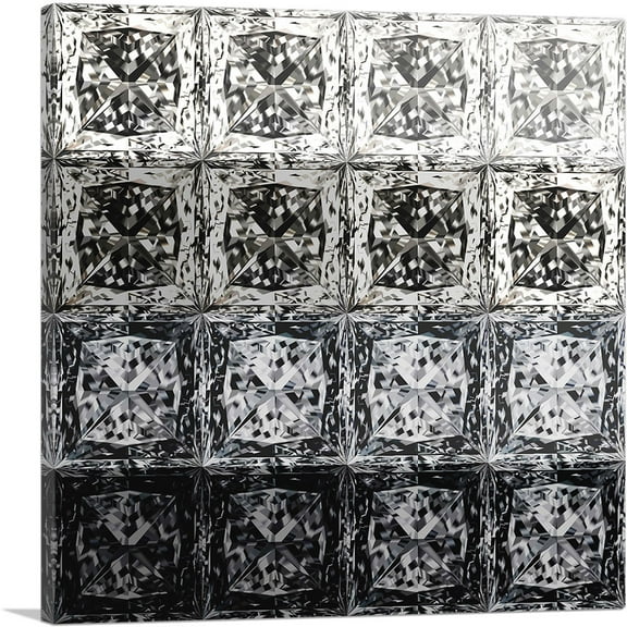 ARTCANVAS Modern Black White Jewel Pixel Canvas Art Print - Size: 18" x 18" (0.75" Deep)