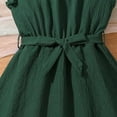 thumbnail image 7 of KkSLirnhs Girls Dresses 10-12 Summer Solid Color Fashionable Sweet Short Sleeve Round-Neck Dress 11 Years Green, 7 of 7