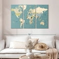 thumbnail image 2 of Elephant Stock Water Blue World Map Wall Art - Horizontal Multi Panel Canvas - Living Room Wall Decor - Map Multi Panel - Blue And Beige Decor - 50" x 32", 2 of 8