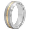Men's Tungsten 8MM Gold Tone Stripe Wedding Band - Mens Ring