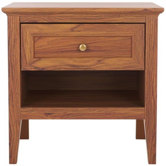 SAFAVIEH Sondra Traditional 2 Drawer Nightstand,Walnut/Gold