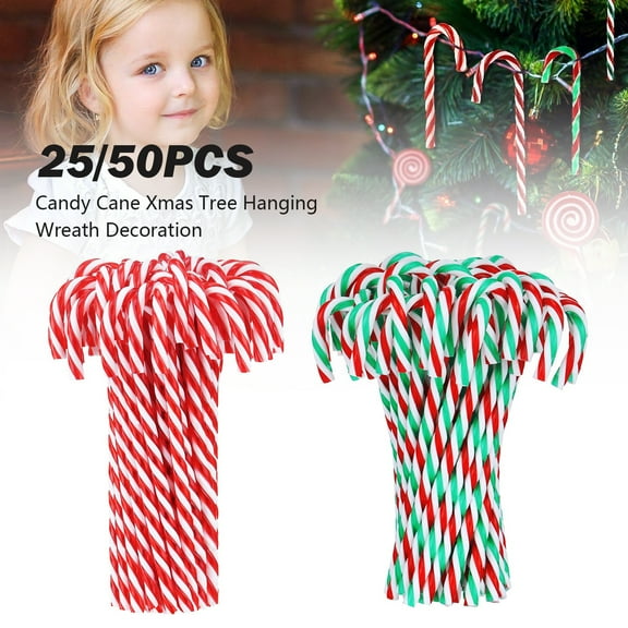 25 PCS Christmas Candy Cane Decorations Ornaments,Plastic Candy Cane Christmas Tree Hanging Ornaments for Christmas Holiday Home Decor By SYWAN