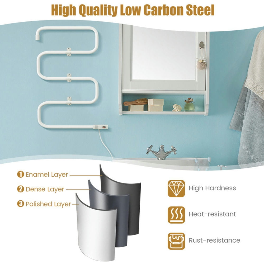Finihen Electric Towel Warmer Drying Rack, Towel Rack, 100W Electric Towel Warmer Drying Rack, for Bathroom, laundry Room, White