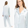 thumbnail image 3 of Fishers Finery Women's 100% Pure Mulberry Silk Long Pajama Set with Gift Box (Lt Blue, S Petite), 3 of 4