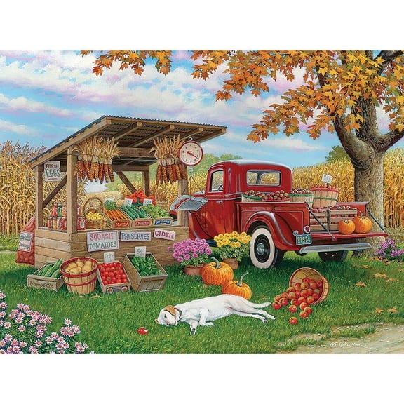Bits & Pieces 300-Pc Taste of Autumn Farm Market Dog Truck Jigsaw, 18×24″