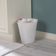 Sterilite Small Bathroom Trash Can, 2.5 Gallon Plastic Garbage Bucket Bin with No Lid, White