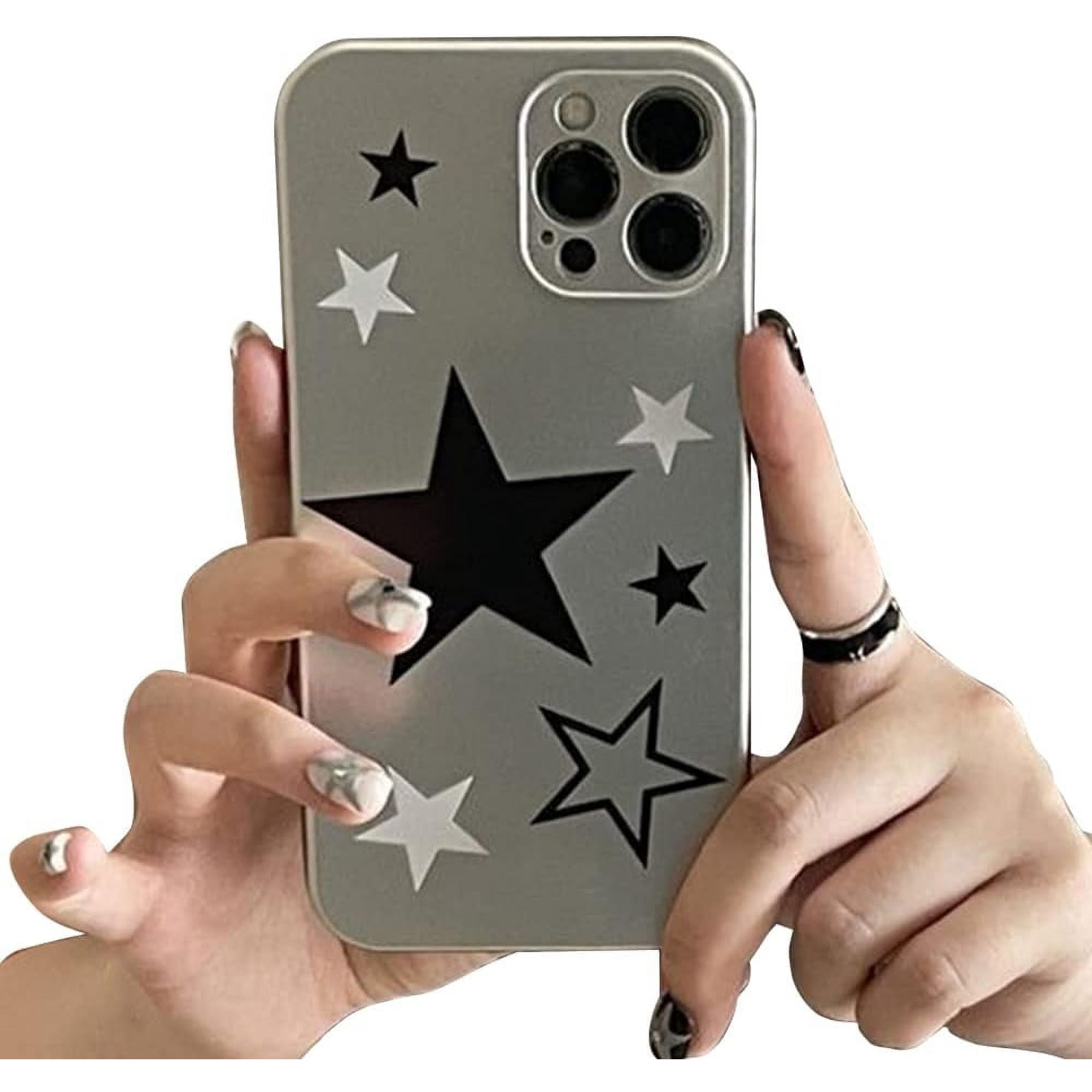 Compatible with iPhone Case,Matte Cute Electroplated Star Silicone Bumper Camera Lens Protection Soft Shockproof Cover Phone Case (Green,iPhone 14 Pro Max)