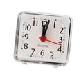 thumbnail image 3 of Reloj de cuarzo cuadrado mini moderno, despertador de viaje, reloj de mesa para dormitorio y hogar. Blanco, 3 of 8