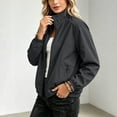 thumbnail image 4 of hlysgo Womens Stand Collar No Hood Windbreaker Jacket Quick Dry Zip Tops Daily Gym Hiking Outdoor Run Casual Short Coat with Pockets Black,3xL, 4 of 6