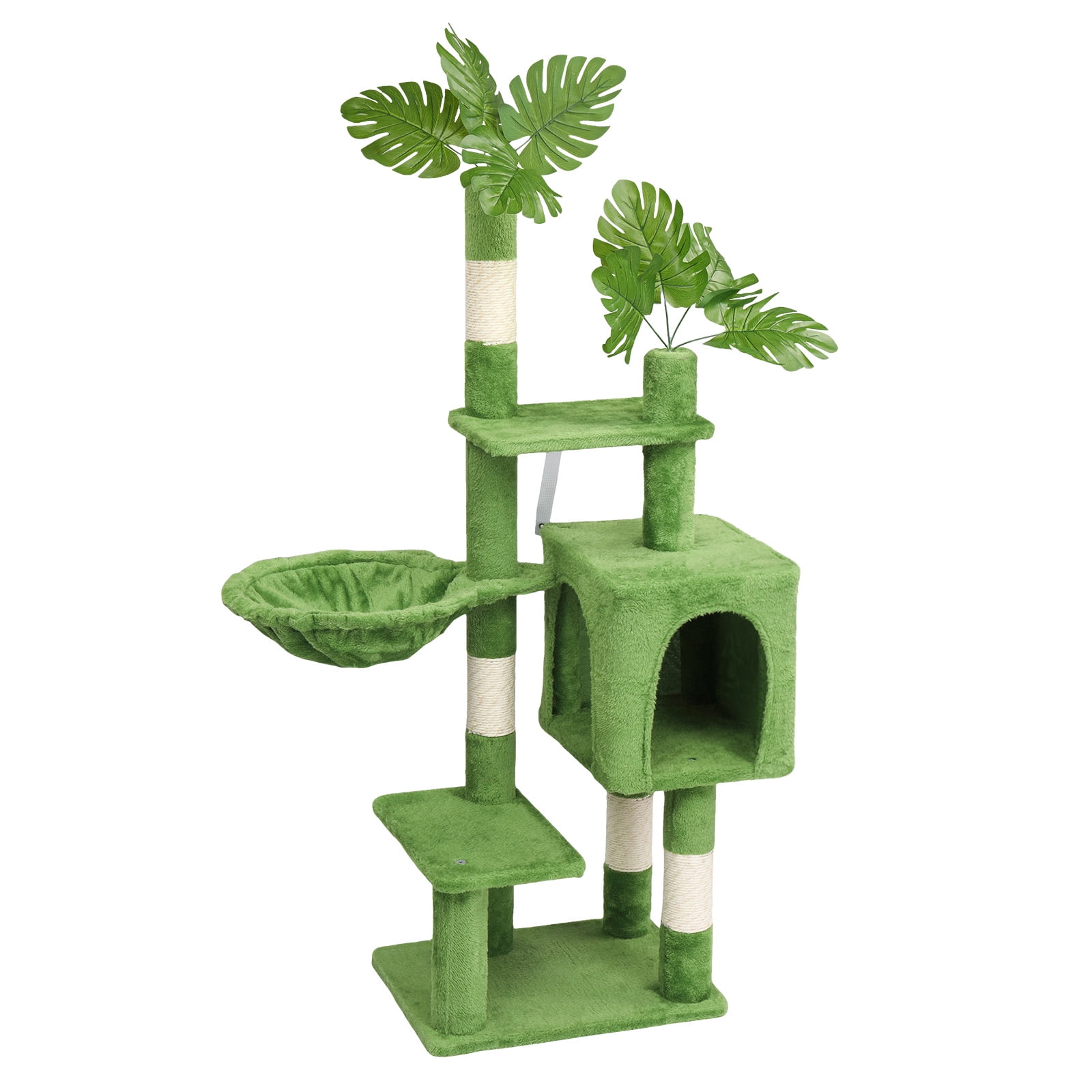 Zephypaws 48in Green Tall Cat Tree for Kittens,Cat Tower for Small Cats with Cat Scratching Post,Plush Hammock,Double Condos & Hanging Toys