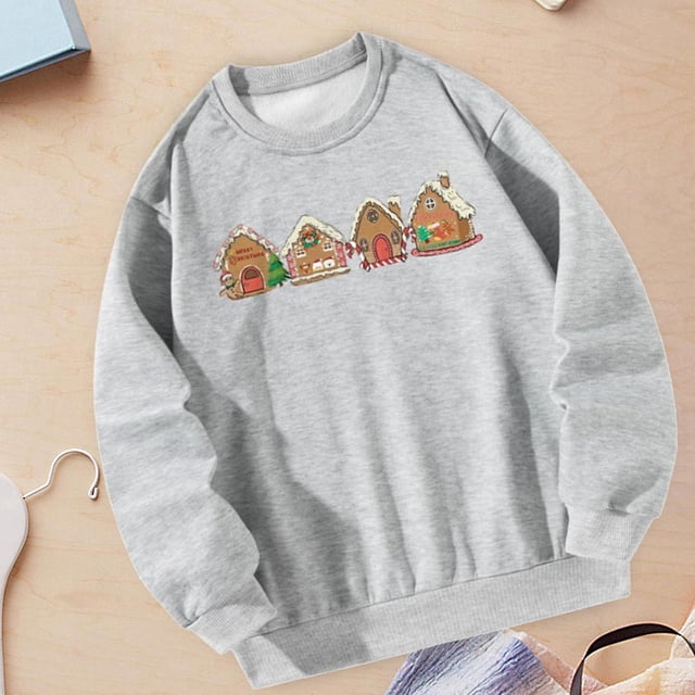 Sudadera de manga larga para mujer, sudadera con cuello redondo, sudadera estampada, ropa de moda, sudadera para acampar en la calle , l L Yinane Sudadera Mujer
