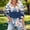 Navy, variant on Womens Plus Size Tops Floral Printed 3/4 Sleeve V Neck T Shirt Fall Casual Loose Fit Tunic Blouse L-5X