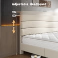 thumbnail image 6 of EnHomee King Bed Frame with Adjustable Headboard Upholstered King Size Bed Frame with Charge Station & Storage, Beige, No Box Spring Needed, Noise Free, 6 of 8