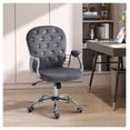 thumbnail image 2 of Dark Gray Desk Chair, Button Tufted Office Chair with Armrests, 2 of 9