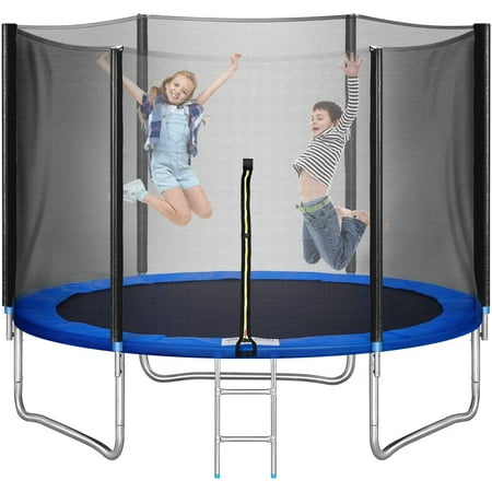Inolait 10 ft Trampoline, with Enclosure and Wind Stakes, Blue