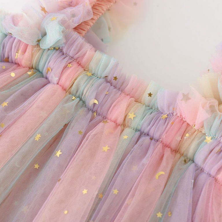 Pastel Rainbow Sequin Off the Shoulder Dress