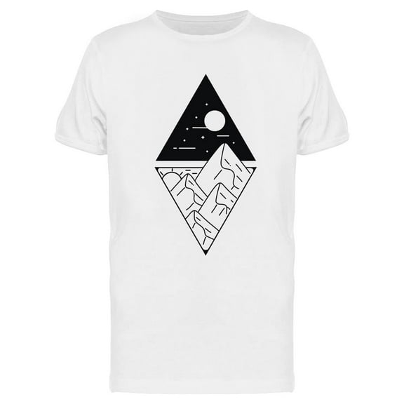Mountain Monoline Tattoo Design T-Shirt Men -Image by Shutterstock, Male XX-Large