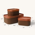 thumbnail image 4 of Fluted Cardboard Storage Baskets with Leather-Like Lids Sturdy Stackable Paper Boxes Decorative Tray Chocolate Brown Set of 3, 4 of 6