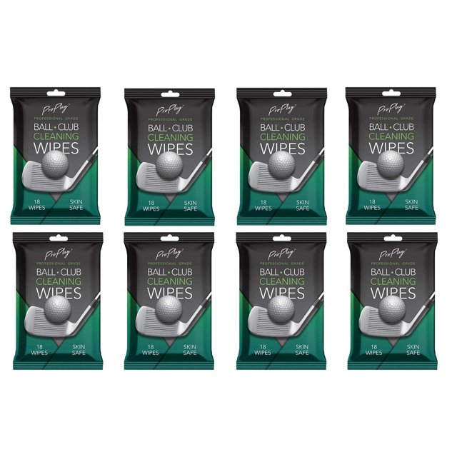 Toallitas limpiadoras para pelotas y palos ProPlay | Potente limpiador elimina la suciedad, la hierba y la arena | Práctico paquete resellable: paquete de 8 sin perfume