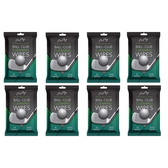 Toallitas limpiadoras para pelotas y palos ProPlay | Potente limpiador elimina la suciedad, la hierba y la arena | Práctico paquete resellable: paquete de 8 sin perfume