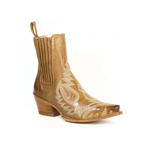 Women's Stetson Greta Leather Boots Snip Toe Handcrafted Gold