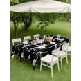 thumbnail image 4 of Outdoor Tablecloth with Umbrella Hole for Patio/Picnic/Party/Camping, Halloween Dinosaur Black Waterproof Table Cloth Rectangle Table Cover Washable, Funny Dino Skull Boys Girls Children (60"x 84"), 4 of 8