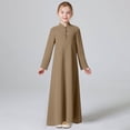thumbnail image 4 of OGLCCG Girls Muslim Abaya Prayer Dress with Hijab 2pcs Solid Color Islamic Middle East Arab Dubai Dress Soft Ramadan Eid Clothes 4-12 Years, 4 of 8