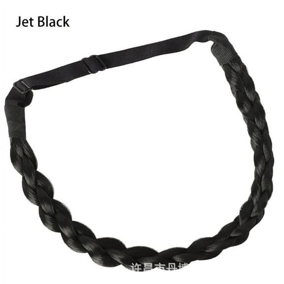 XmhyTop Timeless Wide Braided Headband, Adjustable Elastic Band, Soft Synthetic Hair, Versatile Styling Women's Fashion Beauty Accessory,Jet Black C