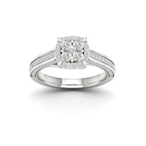 Imperial 3/4Ct TDW Diamond 10k White Gold Cluster Halo Engagenment Ring (I-J, I2)